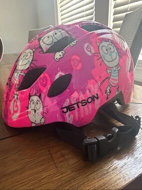 Kids' Bright Pink Cartoon Helmet with Adjustable Strap